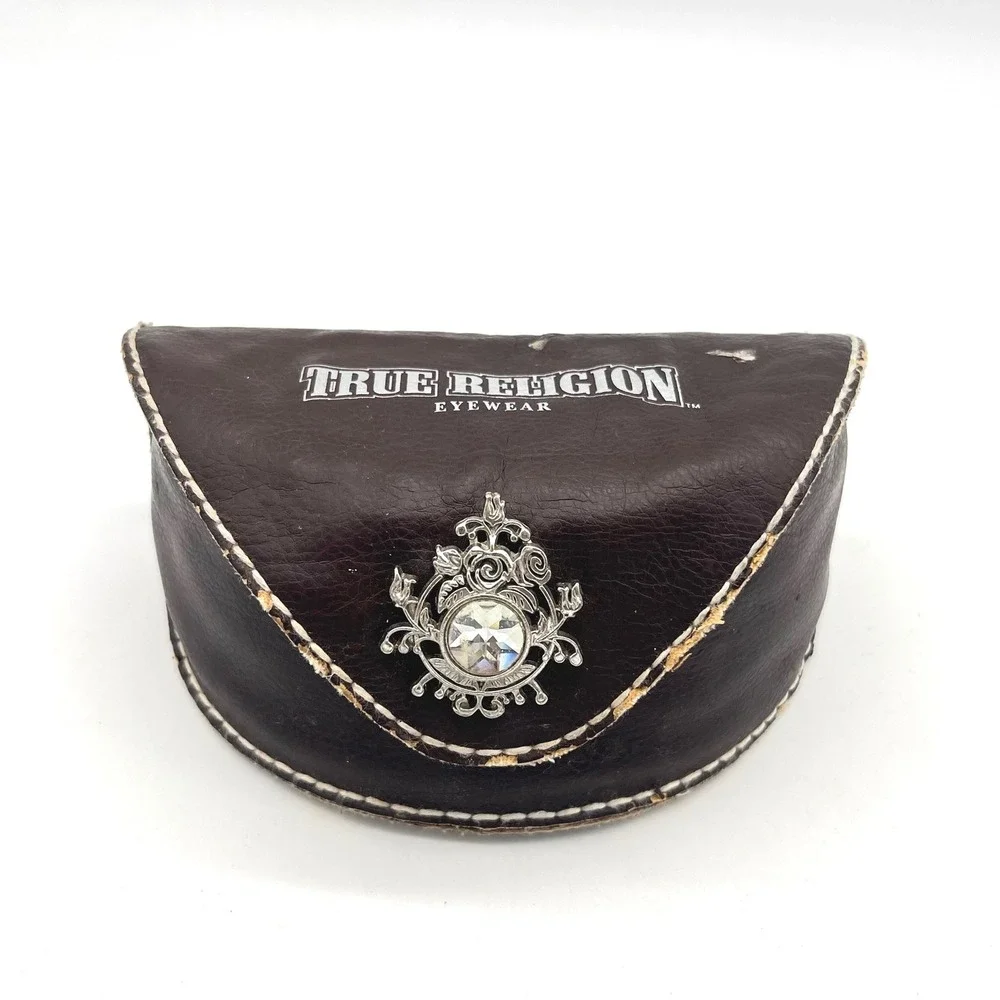 True Religion‎ Eyewear Sunglasses Case Brown Embellished Logo Designer